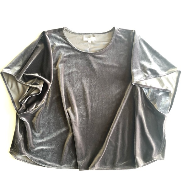 Madewell Plus Size Velvet Butterfly Sleeve Top in Dark Metal - Picture 2 of 8